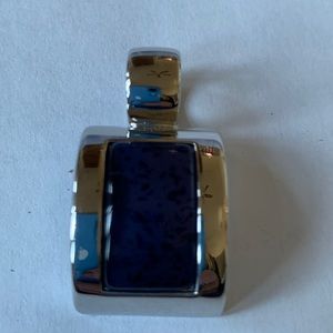 Lia Sophia silver tone slide with deep blue center (238)